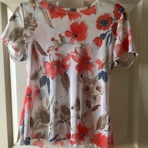 Sheer floral top with salmon liner. Size M